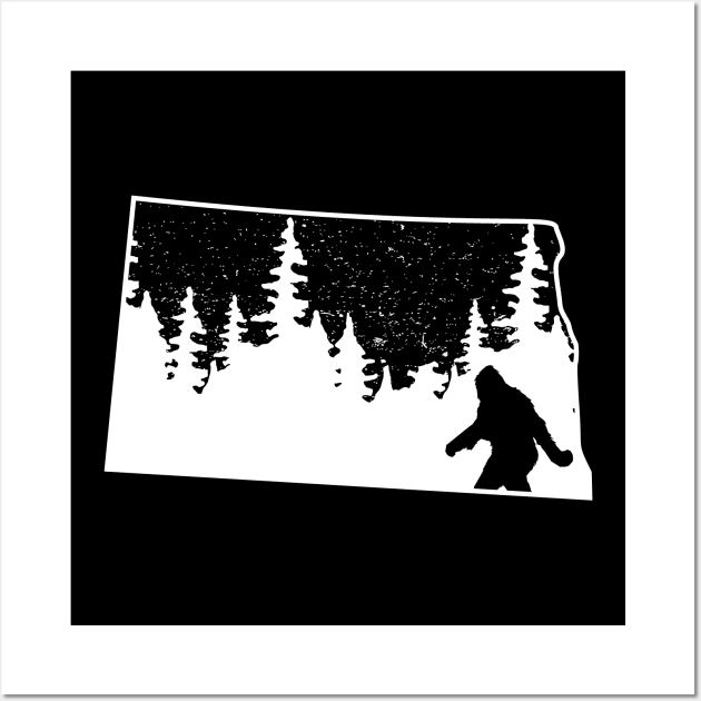 North Dakota Bigfoot Gift Wall Art by Tesszero